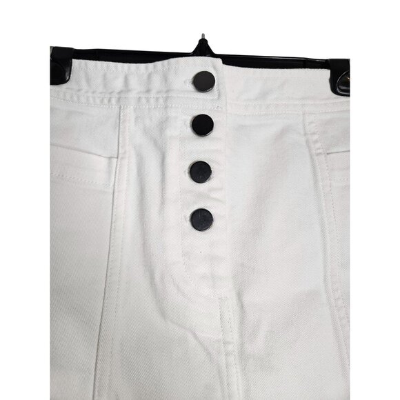 Theory Womens Off White Button Fly  Denim Mini Skirt Size 29 - Picture 3 of 6